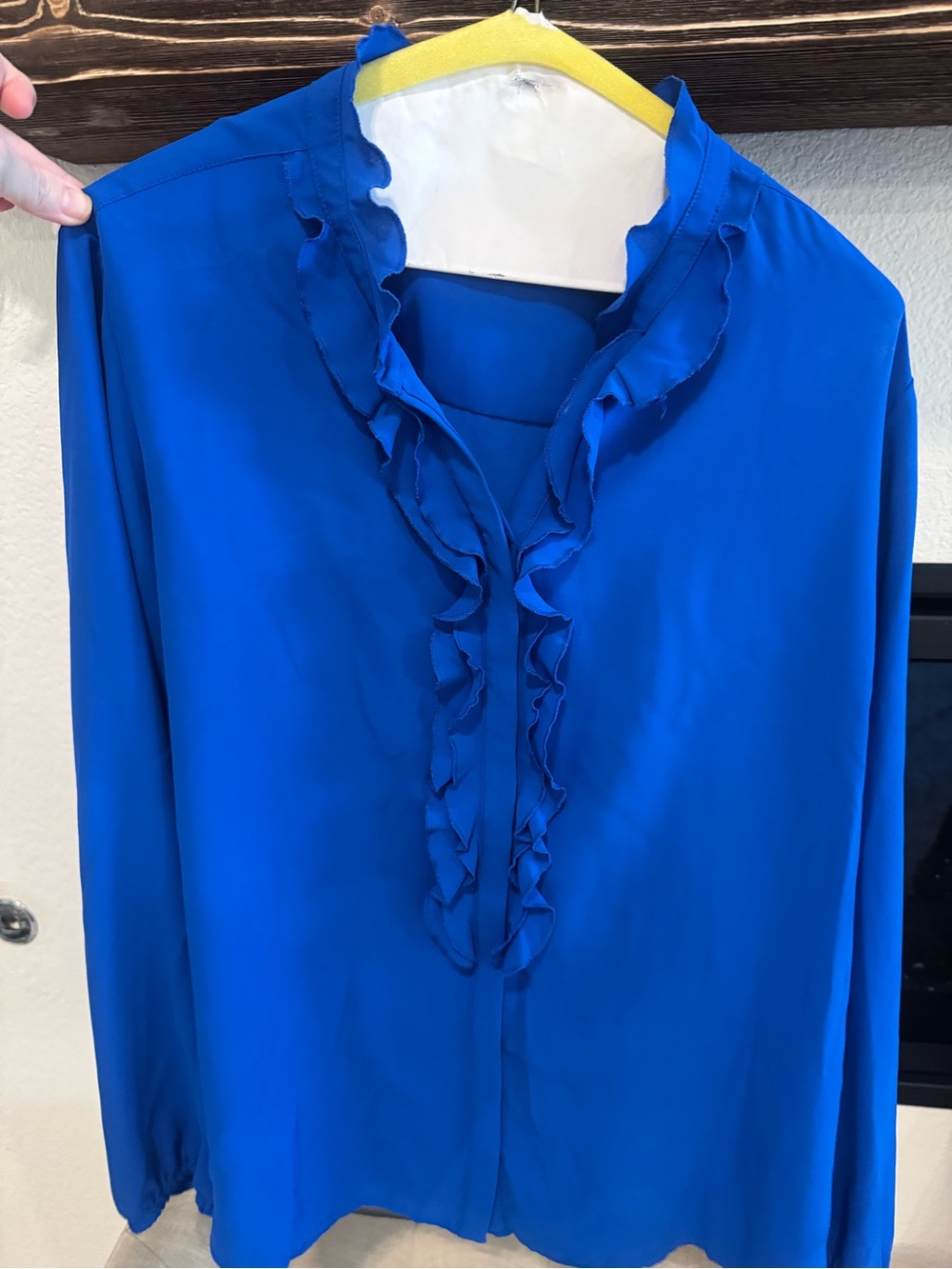 Bar III Royal Blue Ruffle Front Blouse